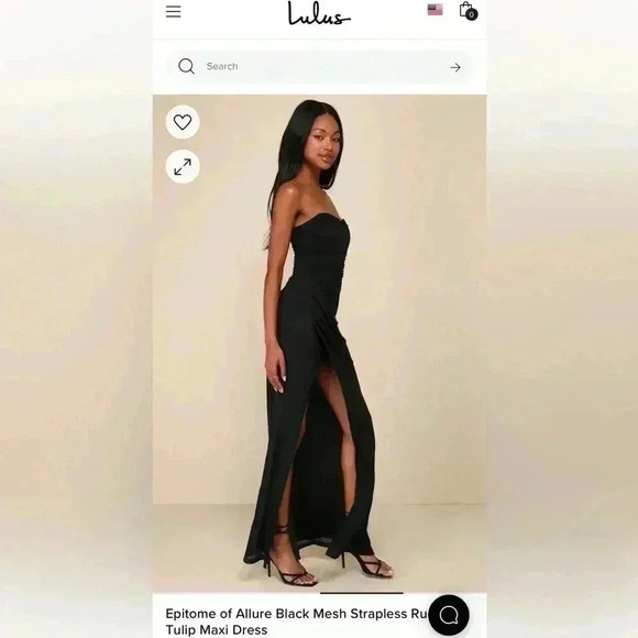 NWT Lulus “Epitome of Allure” Black Strapless Maxi - Size L - Picture 1 of 4
